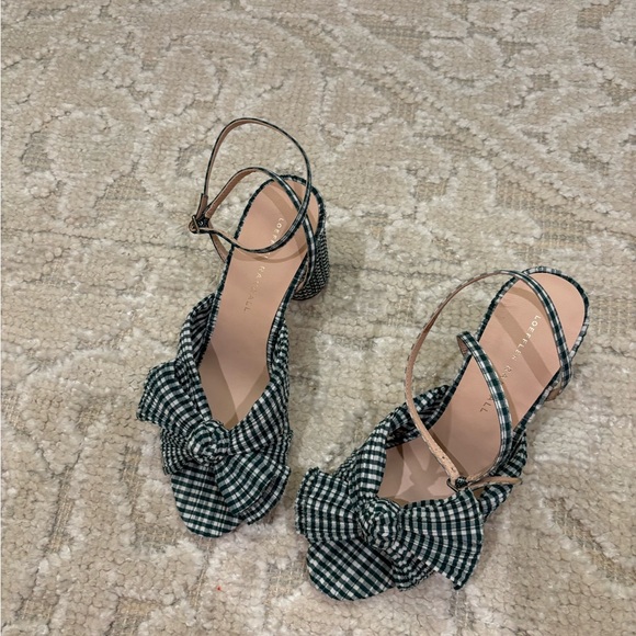 LOEFFLER RANDAL gingham camelia bow block heels - Picture 3 of 4